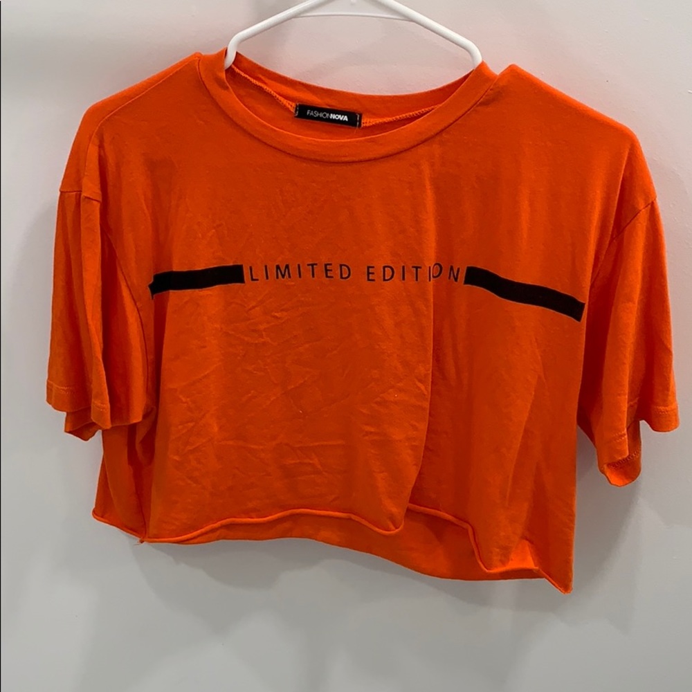 Orange FASHIONNOVA crop top